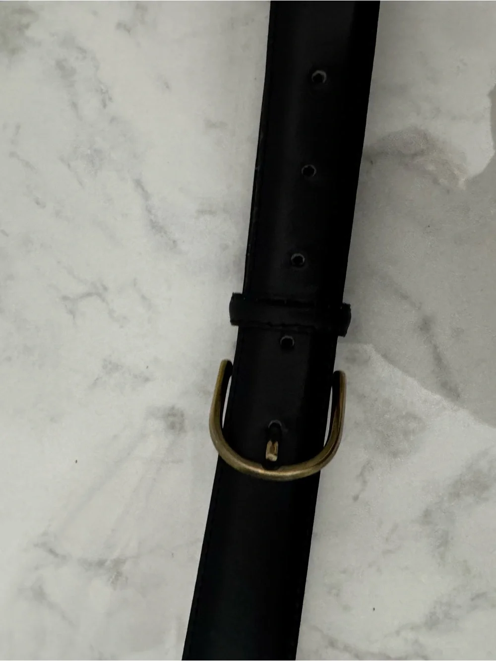Classic Black Leather Belt with Brass Buckle - Men's Accessory